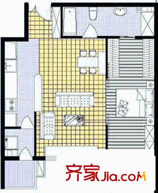 亮马水晶户型图户型图 1室1厅1卫1厨