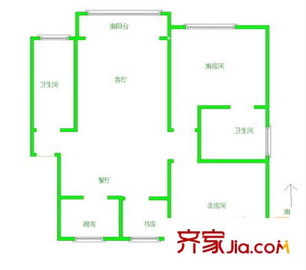 新金山户型图户型图 3室1厅2卫1厨