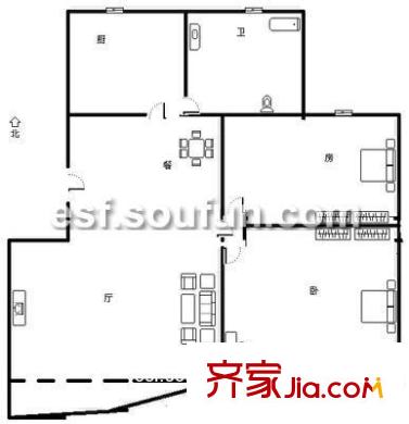 新金山户型图户型图 2室2厅1卫1厨