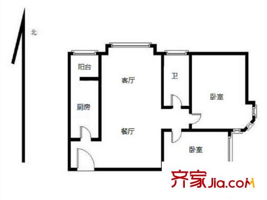 四方景园二区 2室 户型图