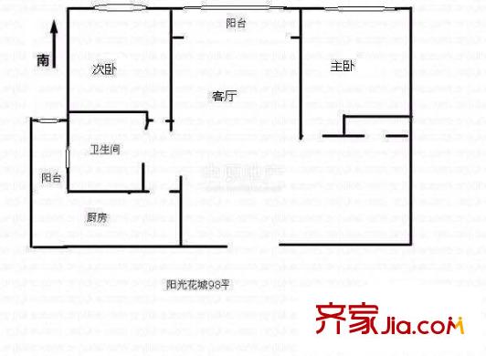 阳光花城 2室 户型图