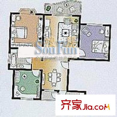 上海未来黄山新城户型图上海未来(黄山新城) 户型图 3室2厅1卫1厨