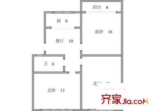 颛溪五村 2室 户型图