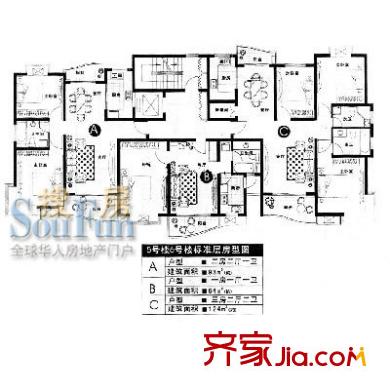 和风润玉户型图5、6号楼户型
