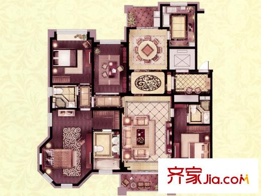 艺泰一品花园户型图 4室2厅3卫