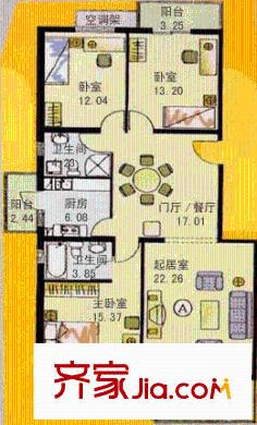 鑫宝苑户型图户型图 3室2厅2卫1厨