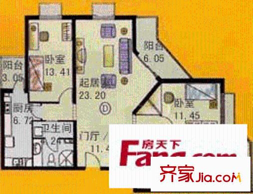 鑫宝苑户型图户型图 3室2厅2卫1厨
