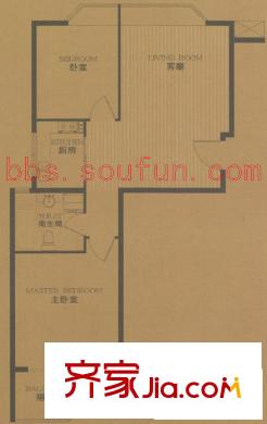 卡布其诺户型图F1户型 2室2厅1卫1厨