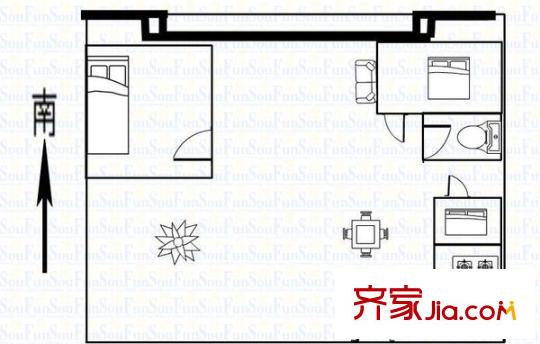 迎亭公寓 3室 户型图