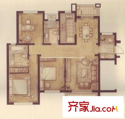 迎亭公寓 3室 户型图