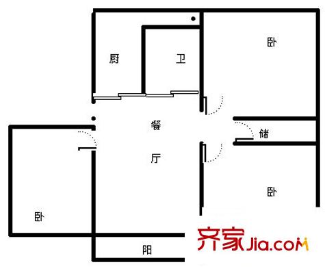 迎亭公寓 3室 户型图