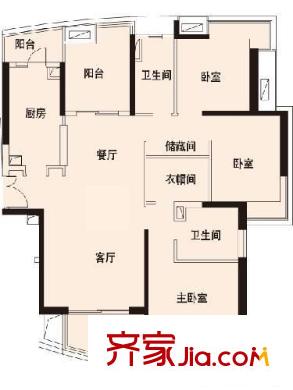 慧芝湖花园二期户型图嘉宁荟 4室 户型图 4室2厅2卫1厨