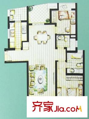 慧芝湖花园二期户型图温馨两房户型图 2室2厅1卫