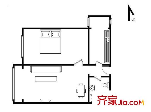 华芳园户型图一居室朝西 1室1厅1卫1厨