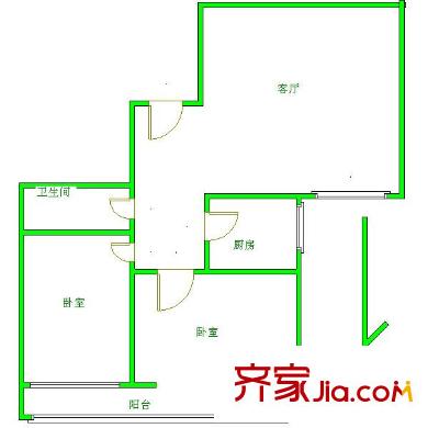 华芳园户型图2室户型图 2室1厅1卫1厨