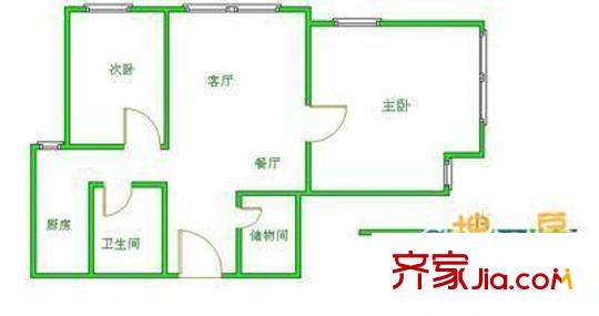 天泰定福苑 2室 户型图