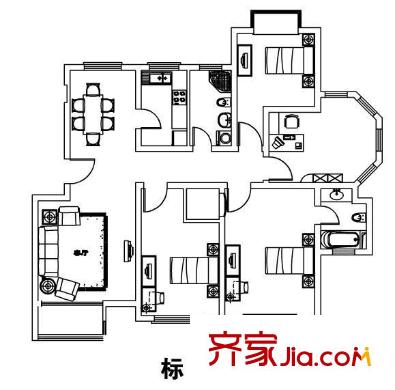 证大家园二期户型图户型图 4室2厅2卫1厨