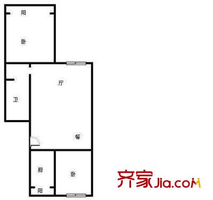 龙锦苑东四区户型图户型图 2室2厅1卫1厨