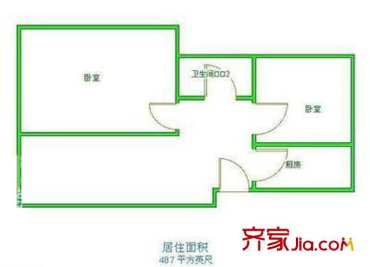 双花园南里二区户型图户型图 2室1厅1卫1厨