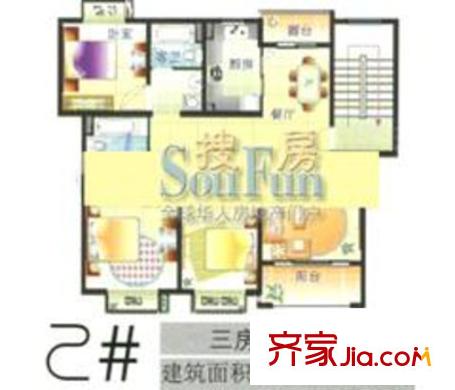华邦佳苑户型图5户型 3室2厅2卫1厨