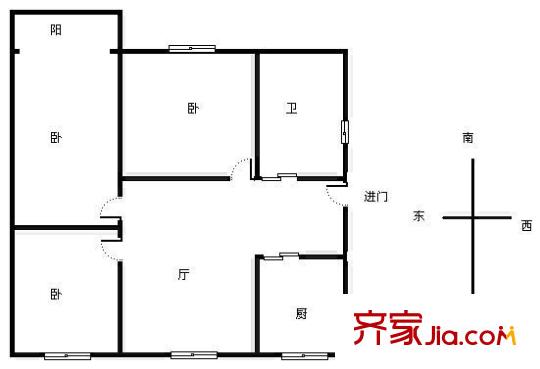 南杨花园户型图户型图 2室2厅1卫1厨