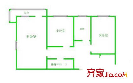 石榴园北里户型图户型图 3室1厅1卫1厨