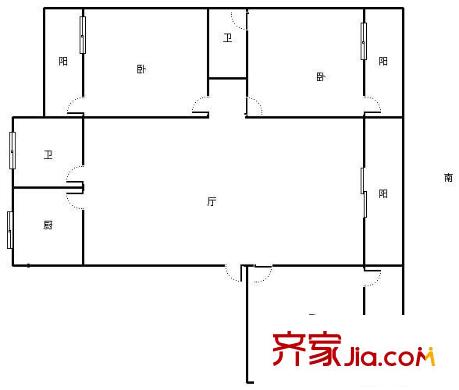三佳花苑 3室 户型图