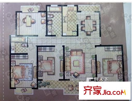 名都新城二期户型图户型图 4室2厅2卫1厨