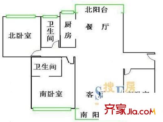 九歌茗园户型图户型图 3室2厅2卫1厨