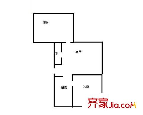 前泥洼户型图户型图 2室1厅1卫1厨