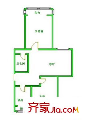 前泥洼户型图户型图 2室1厅1卫1厨