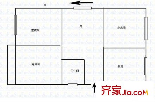 幸福第一公寓 3室 户型图