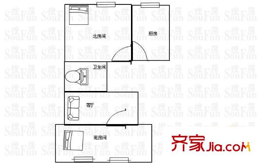 新梅花苑户型图户型图 2室1厅1卫1厨