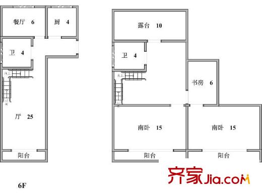 新梅花苑户型图户型图 2室1厅2卫1厨