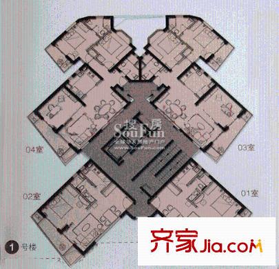 电影华苑1号楼标准层户型