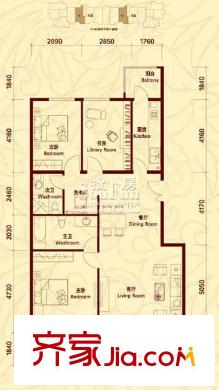 方庄6号户型图阳光左岸G户型-三室两厅两卫 3室2厅2卫1厨