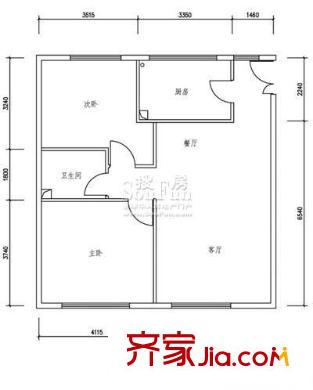 方庄6号户型图2号楼Ba1户型 2室2厅1卫1厨