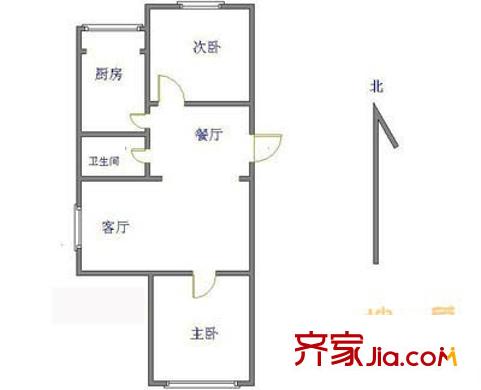 龙兴园中区户型图户型图 2室2厅1卫1厨