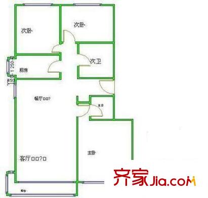 龙兴园中区户型图户型图 3室2厅2卫1厨