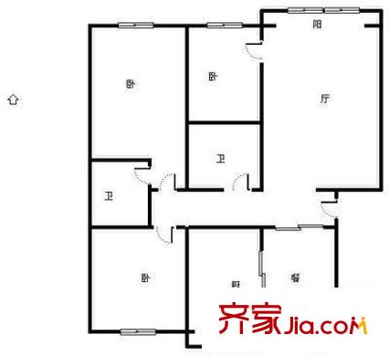 龙兴园中区户型图户型图 3室2厅2卫1厨