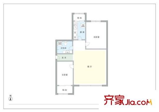 龙跃苑三区户型图户型图 2室1厅1卫1厨