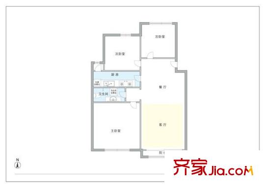 龙跃苑三区户型图户型图 3室2厅1卫1厨