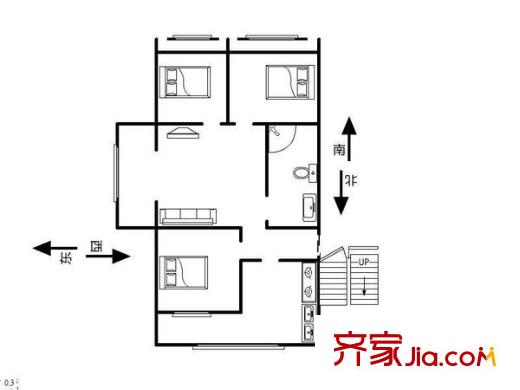 龙跃苑三区户型图户型图 3室1厅1卫1厨
