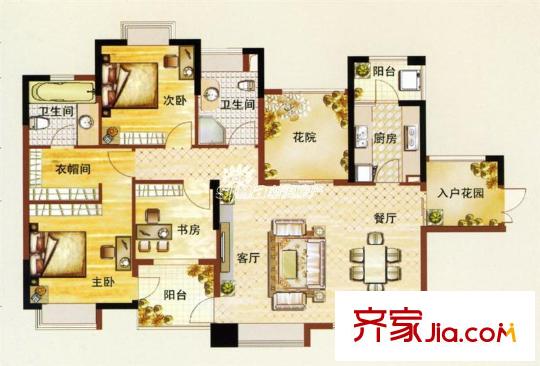 北关东路户型图户型图 2室2厅2卫1厨