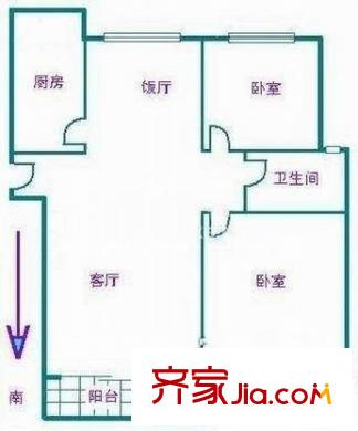 锦绣江南四期户型图户型图 2室1厅1卫1厨