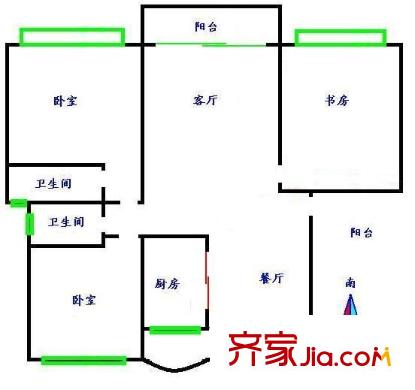 锦绣江南四期户型图户型图 3室2厅2卫1厨