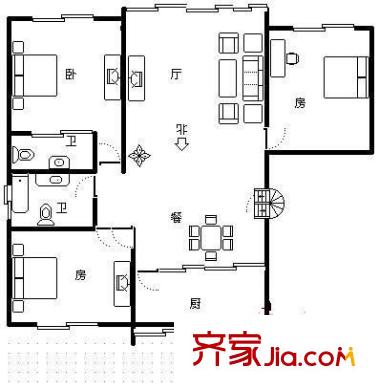 锦绣江南四期户型图 户型图 3室2厅2卫1厨