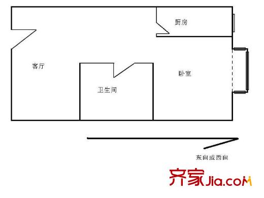 GOGO新世代户型图户型图 1室1厅1卫1厨