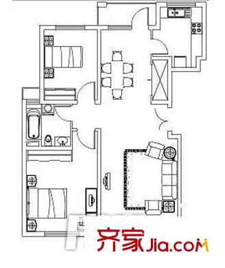 证大家园三期户型图户型图 2室2厅1卫1厨