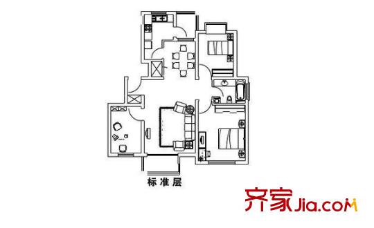 证大家园三期户型图户型图 2室2厅1卫1厨